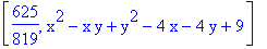 [625/819, x^2-x*y+y^2-4*x-4*y+9]